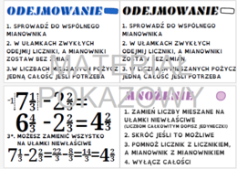 Działania na ułamkach zwykłych - plansza, gazetka