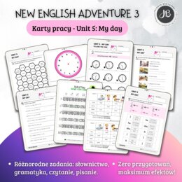 New English Adventure 3 – Unit 5: My day – Karty pracy dla klasy 3