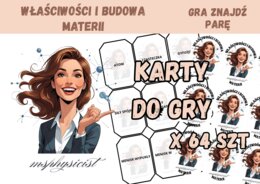 POWTÓRZENIE: WŁAŚCIWOŚCI I BUDOWA MATERII – klasa 7 – lekcja powtórzeniowa – GRA dydaktyczna. Memory. Memo. ZNAJDŹ PARĘ! CZARNY PIOTRUŚ. MOC powtórki.