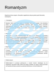 Romantyzm – Najważniejsze Zagadnienia – Karty Pracy dla Maturzystów