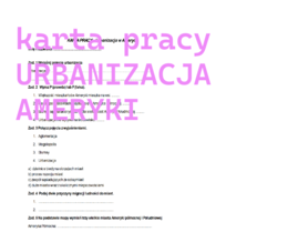 Karta pracy URBANIZACJA W AMERYCE