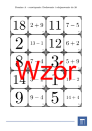Domino - Dodawanie i odejmowanie do 20 | matematyka
