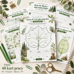 "O lasach", ks. Jan Twardowski. Pakiet kart pracy. [48 kart]