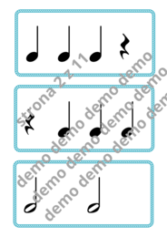 Muzyka. Karty do nauki wartości rytmicznych i ćwiczeń praktycznych. Metrum 4/4.