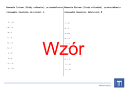 Równania liniowe (liczby całkowite), przekształcenia równoważne (mnożenie, dzielenie) | matematyka, algebra | 26 kolumn