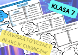 Chemia 7. Zjawiska fizyczne i reakcje chemiczne - plakat + sketchnotka +karta pracy
