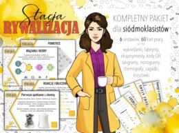 Stacja: RYWALIZACJA! PAKIET na cały rok szkolny! Klasa 7. Chemia. Powtórzenie wiadomości. Praca grupowa. Gra dydaktyczna. Zadanie. Stacje zadaniowe. MOC powtórki.