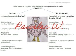 Budowa zdania - podmiot i orzeczenie, plakat