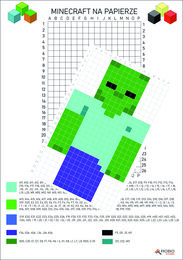Kodowanki dla dzieci minecraft, zestaw pdf, 10 kart pracy z kodowaniem, dyktando graficzne, klasy 1-5