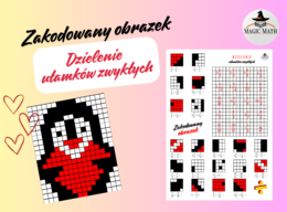 ZAKODOWANY OBRAZEK - dzielenie ułamków zwykłych, Walentynki