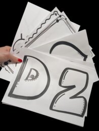 Gotowy zestaw dekoracyjny na Dzień Babci i Dziadka — czarno-biały PDF do druku