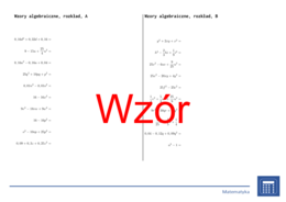 Wzory algebraiczne, rozkład | matematyka, algebra | 26 kolumn