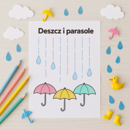 Kropelki na szybie – karta pracy do rysowania po śladzie