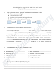 "Quo vadis" - sprawdzian po omówieniu lektury