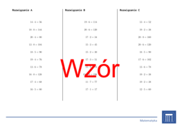 Tabliczka mnożenia powyżej 20 | matematyka | 26 kolumn