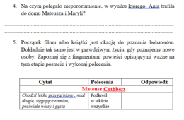 "Ania z Zielonego Wzgórza" - karta pracy do filmu