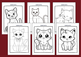 🖤🐱DZIEŃ KOTA – układanki – układanka - puzzle – kolorowanka – kolorowanki - 12 szt. – biblioteka – świetlica – przedszkole - Dzień Czarnego Kota