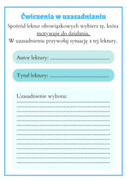 Ćwiczymy argumentowanie i utrwalamy treść lektur- karty z zadaniami na klasowym kursie redagowania wypowiedzi argumentacyjnej. Level 6