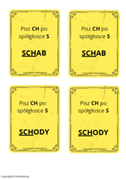 Memory ortograficzne – zasady pisowni ch-h (wersja kolorowa)