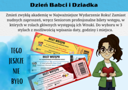 Bilet/Zaproszenie dla babci i dziadka - Dzień babci i dziadka