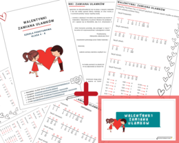 Walentynki: zamiana ułamków (klasa 4-8)