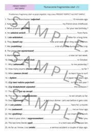 PRESENT PERFECT vs. PAST SIMPLE - Tłumaczenie fragmentów zdań