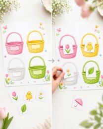 Wiosna w koszyku - sortowanie kolorów