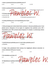 PODZIELNOŚĆ LICZB - test, kartkówka, kl. 5, 6