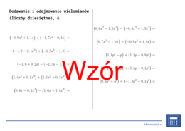 Dodawanie i odejmowanie wielomianów (liczby dziesiętne) | matematyka, algebra | 26 kolumn