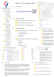 Brainy 8 – Unit 2 – karta pracy