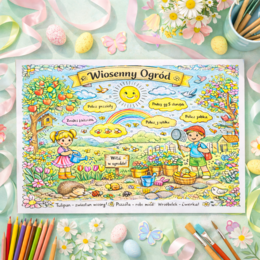 Kolorowanka "Wiosenny ogród"