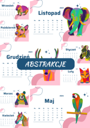 kalendarz na rok szkolny 2023/2024 - abstrakcyjne zwierzęta