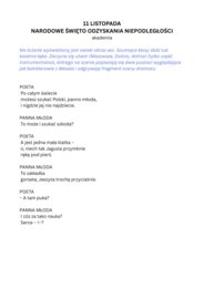 Scenariusz przedstawienia z okazji Narodowego Święta Odzyskania Niepodległości
