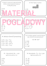 A - Z quiz wyrażenia algebraiczne (powtórzenie) kl. 6, 7, 8