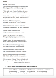 Sprawdzian z liryki i twórczości Kochanowskiego (kl. 7-8) 4 wersje (również dostosowana dla uczniów ze SPE)