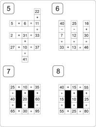 Krzyżówki matematyczne- zestaw 111 sztuk! Dodawanie, odejmowanie, mnożenie, dzielenie, tabliczka mnożenia