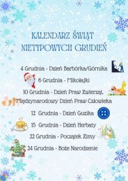 PAKIET MATERIAŁÓW NA GRUDZIEŃ WEDŁUG KALENDARZA ŚWIĄT I DNI NIETYPOWYCH.
