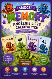 Smocze Memory – mnożenie liczb całkowitych | gra matematyczna 🐉