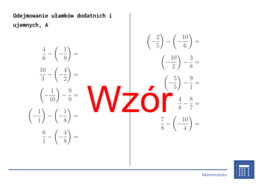 Odejmowanie ułamków dodatnich i ujemnych | matematyka | 26 kolumn