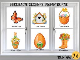DEKORACJE dwustronne – WIOSNA, WIELKANOC zestaw pomarańczowy