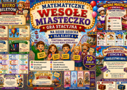 🎡 Matematyczne Wesołe Miasteczko – stacje zadaniowe dla klasy 4 | Dzień Dziecka | Powtórka z całego roku