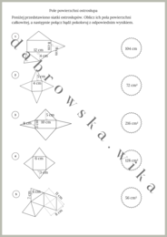 Pole powierzchni ostrosłupa - połącz bądź pokoloruj