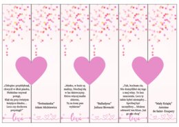 Walentynki- zakładki do książki z cytatami z lektur z klas VII- VIII