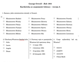 Rok 1984 - kartkówka ze znajomości lektury
