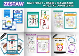 ZESTAW Angielskie Karty Pracy/ Fiszki / Flashcards po angielsku.