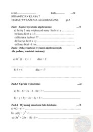 Wyrażenia algebraiczne kl.7/8