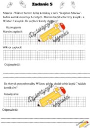 Mnożenie w zakresie 50. Zadania z treścią w wersji normalnej i rozbudowanej dla uczniów szybciej pracujących.