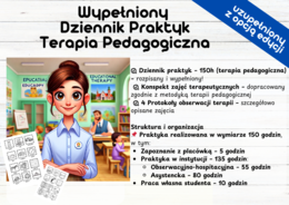 WYPEŁNIONY DZIENNIK PRAKTYK – TERAPIA PEDAGOGICZNA (150H)!