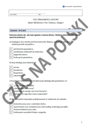 Test – "Pan Tadeusz", Księga I