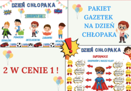 Pakiet gazetek na Dzień Chłopaka idealny dla klas młodszych i starszych| w zestawie 1 duży plakat| Format A4 i mniejszy| 60 strondo druku